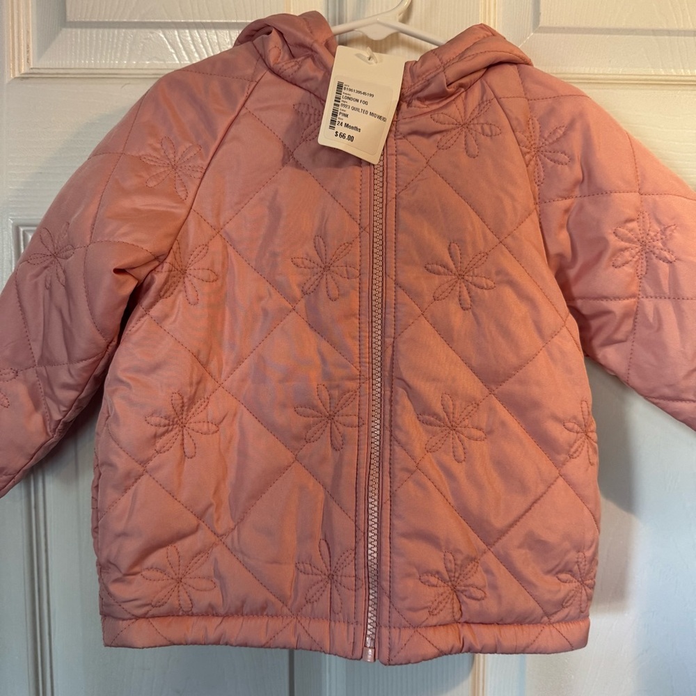 Carter’s Toddler Girls 24M‎ Pink Quilted Floral Hooded Jacket NWT